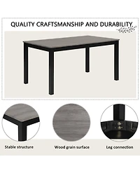 Casainc 6 Piece Dining Table Set with Rectangular Table, Chairs and Bench for Dining Room