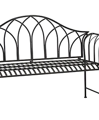 Classic Iron Garden Bench - Timeless Outdoor Seating for Patio or Lawn