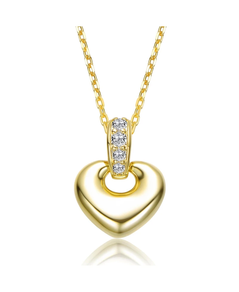 GiGiGirl 14K Gold Plated with Clear Cubic Zirconia Heart Design Drop Pendant Necklace