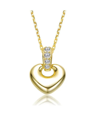 GiGiGirl 14K Gold Plated with Clear Cubic Zirconia Heart Design Drop Pendant Necklace