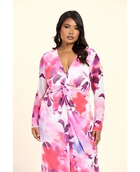 Fashion-szn Curve Women's Floral Twist Front Midi Dress