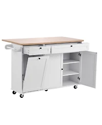 Kitchen Island Cart with Rolling Storage Cabinet Table Drawer and Drop Leaf