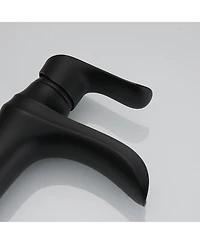Greenspring Waterfall Single Handle Single Hole Low-Arc Modern Bathroom Faucet Bathroom Drip-Free Vanity Sink Faucet in Matte Black
