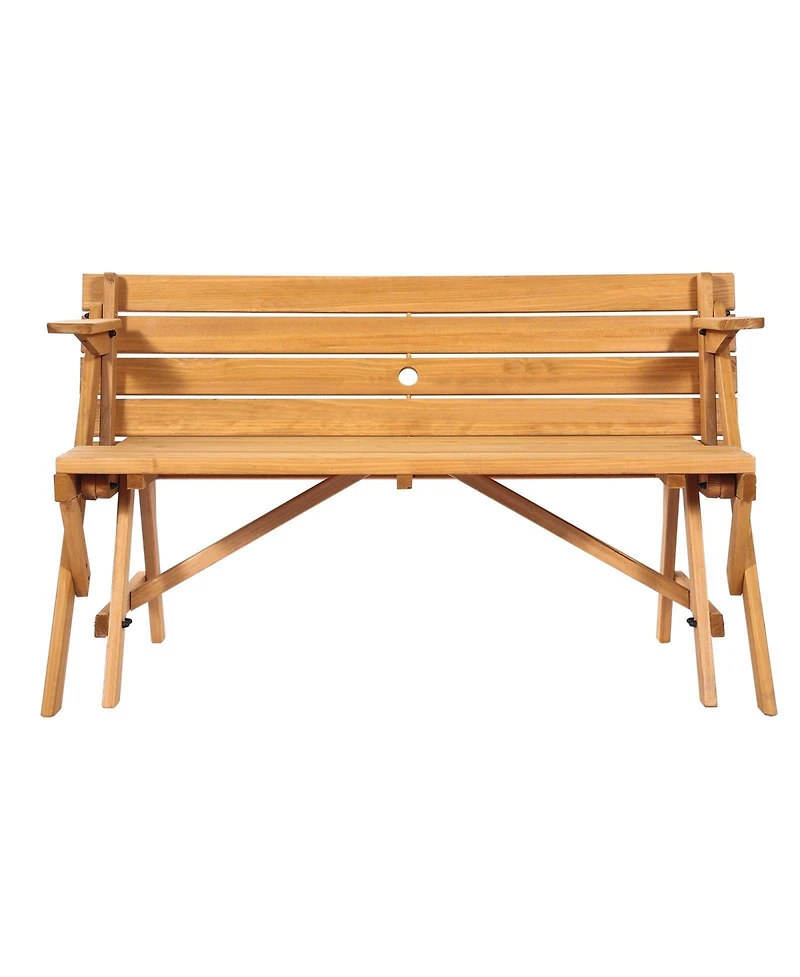 Slickblue 2-in-1 Transforming Wooden Picnic Table and Bench Set for Outdoor Use
