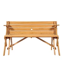 Slickblue 2-in-1 Transforming Wooden Picnic Table and Bench Set for Outdoor Use