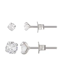 Adornia Sterling Silver Solitaire Stud Earrings Set