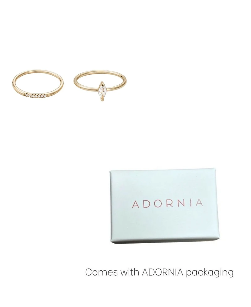 Adornia Gold Cubic Zirconia Marquis Ring Set