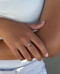Adornia Gold Cubic Zirconia Pave Initial Ring A sz 6