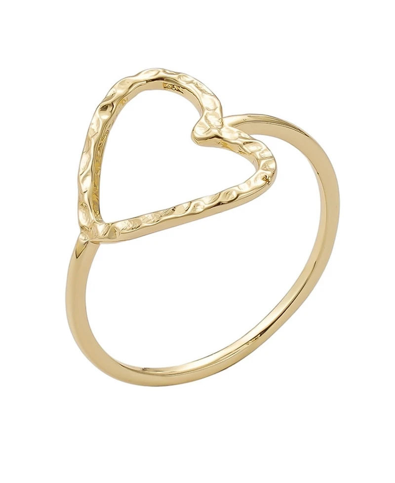 Adornia Gold Hammered Open Heart Ring