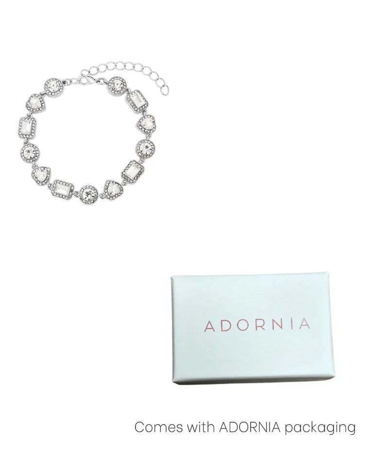 Adornia Silver Crystal Halo Heart Chain Bracelet