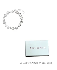 Adornia Silver Crystal Halo Heart Chain Bracelet