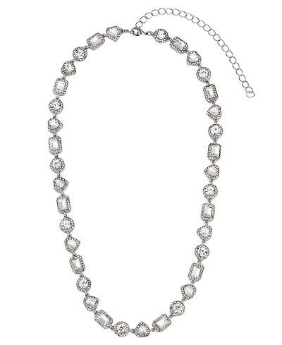 Adornia Silver Crystal Halo Heart Chain Necklace