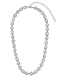 Adornia Silver Crystal Halo Heart Chain Necklace