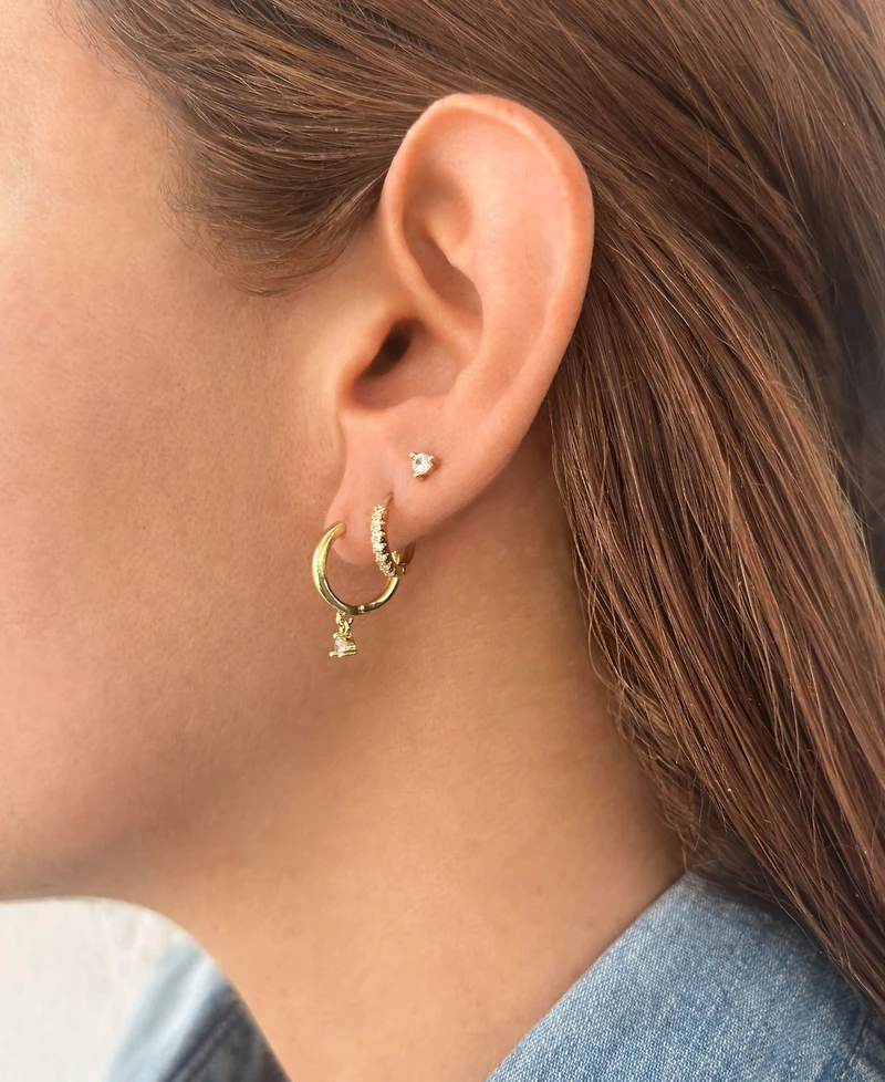 Adornia Gold Cubic Zirconia Earring Set