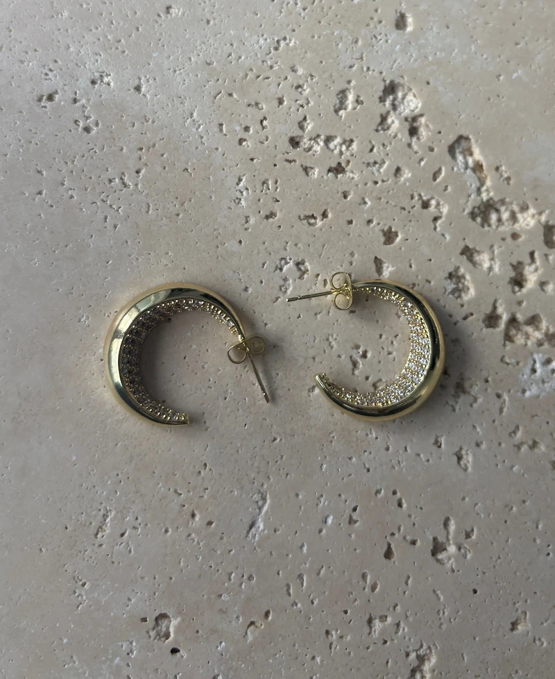 Adornia Gold Crystal Lined Hoop Earrings
