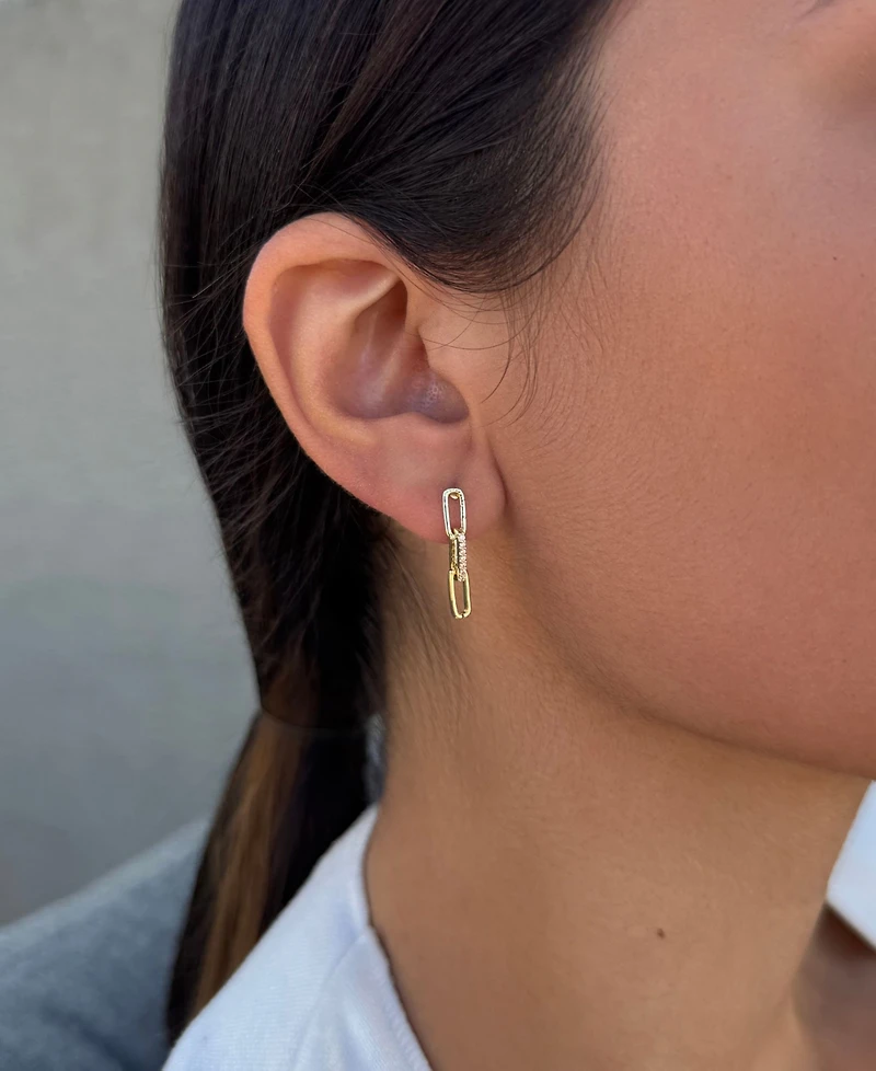 Adornia Gold Cubic Zirconia Mini Paperclip Drop Earrings