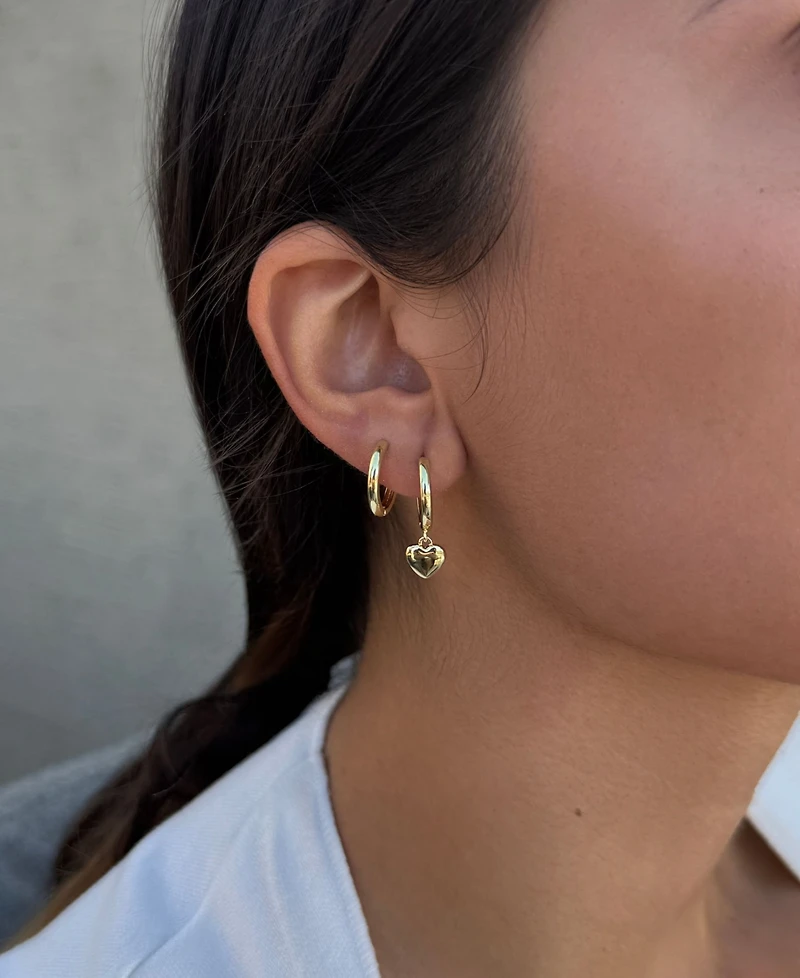 Adornia Gold Heart Huggie Earring Set