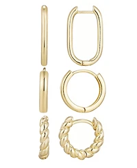 Adornia Gold Hoop Earrings Set