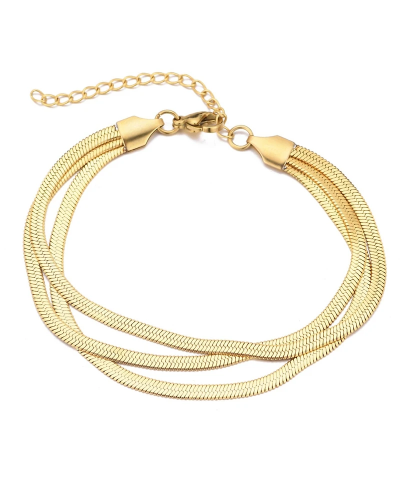 Adornia Tarnish Resistant Gold Multi-Strand Herringbone Chain Bracelet