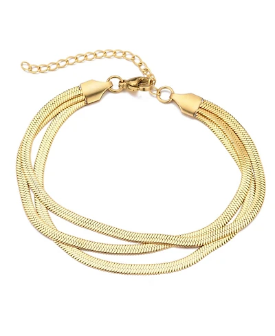 Adornia Tarnish Resistant Gold Multi-Strand Herringbone Chain Bracelet