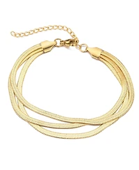 Adornia Tarnish Resistant Gold Multi-Strand Herringbone Chain Bracelet