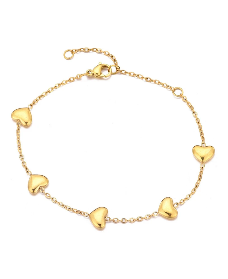 Adornia Tarnish Resistant Gold Heart Station Bracelet
