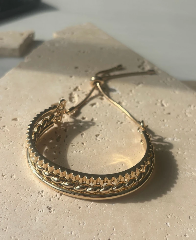 Adornia Gold Plated Adjustable Three-Line Cuff Bolo Bracelet