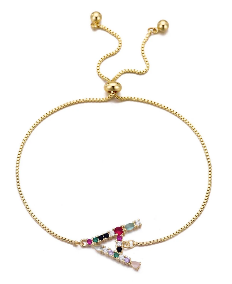 Adornia Gold Stone Multi Color Initial Bolo Bracelet