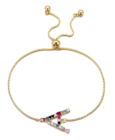 Adornia Gold Stone Multi Color Initial Bolo Bracelet