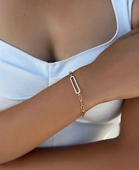 Adornia Gold Cubic Zirconia Elongated Pave Link Bracelet