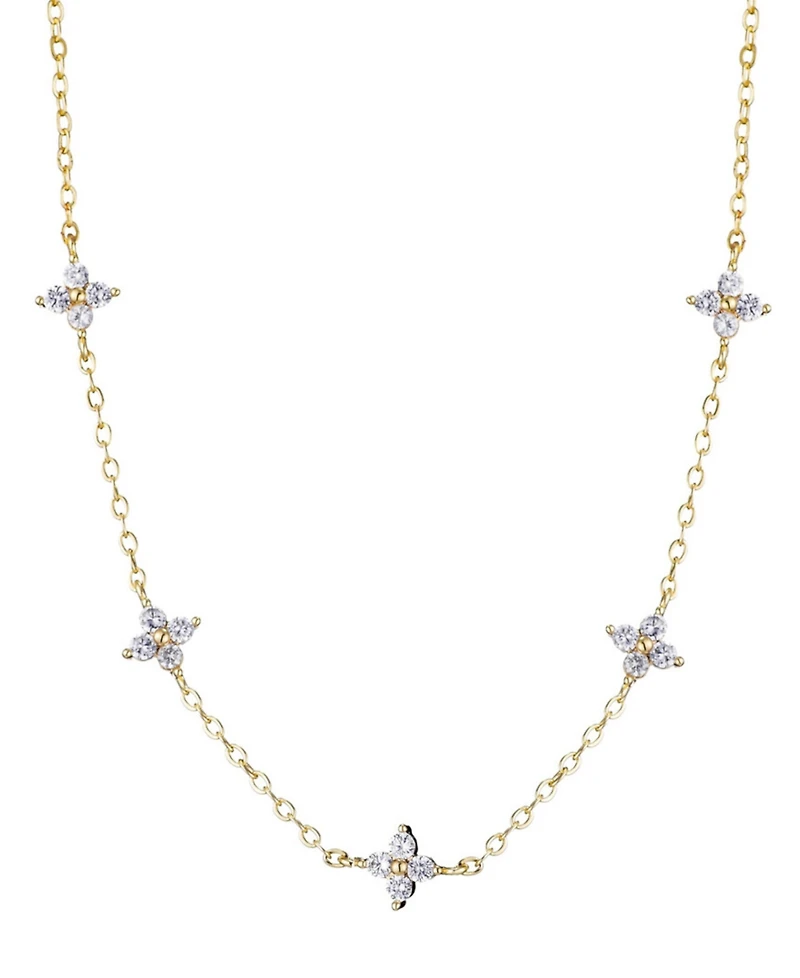 Adornia Gold Cubic Zirconia Flower Station Necklace