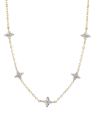 Adornia Gold Cubic Zirconia Flower Station Necklace