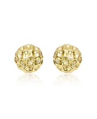 Genevive Sterling Silver 14K Gold Plated Honeycomb Textured Stud Earrings