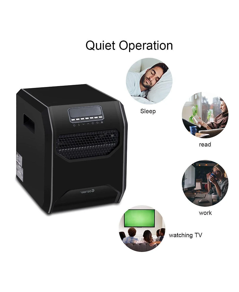 Costway Portable Electric Space Heater 1500W 12H Timer Led Remote Control Room Office