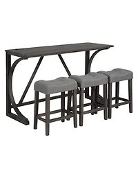 Casainc 4 Piece Bar Table Set with Power Outlet and 3 Padded Stools for Dining or Living Room