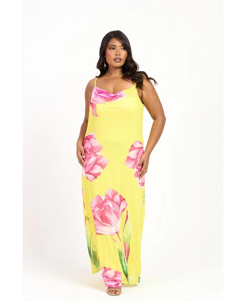 Fashion-szn Curve Statement Floral Strappy Maxi Dress