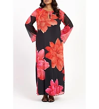 Fashion-szn Curve Women's Long Sleeve Floral Maxi Dress