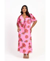 Fashion-szn Curve Women's Flutter Sleeve Tie Front Midi Dress