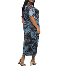 Fashion-szn Curve Women's Abstract Print Mesh Midi Dress