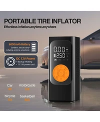 Tire Inflator Portable Air Compressor, Air Pump, Cordless Pump with Digital Pressure Gauge, Led Light and Auto Shut-Off Function