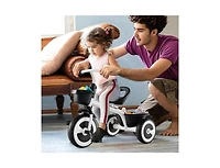 Toddler Tricycle with Adjustable Seat & Storage Baskets – White
