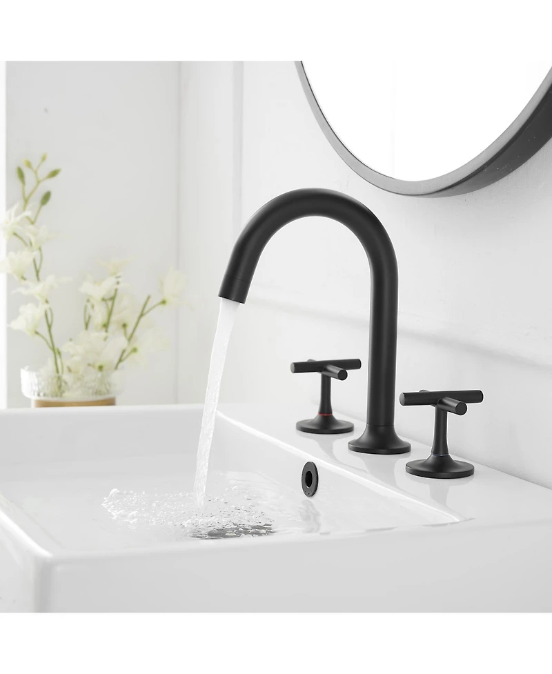 Greenspring 8 in. Widespread Double-Handle High-Arc Bathroom Faucet in Matte Black