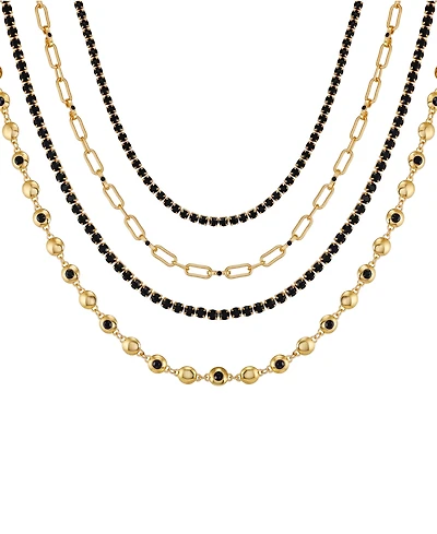 Guess Rhinestone Gold-Tone Multi-Row Necklace