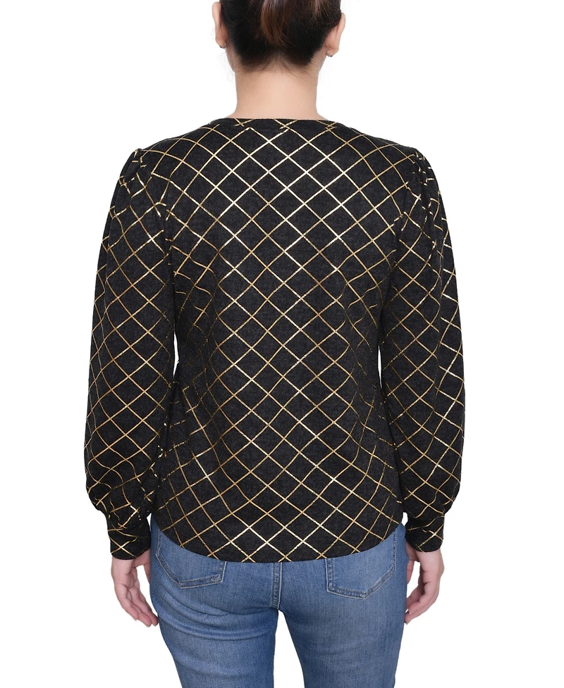 Ny Collection Petite Bishop Sleeve Pullover Top