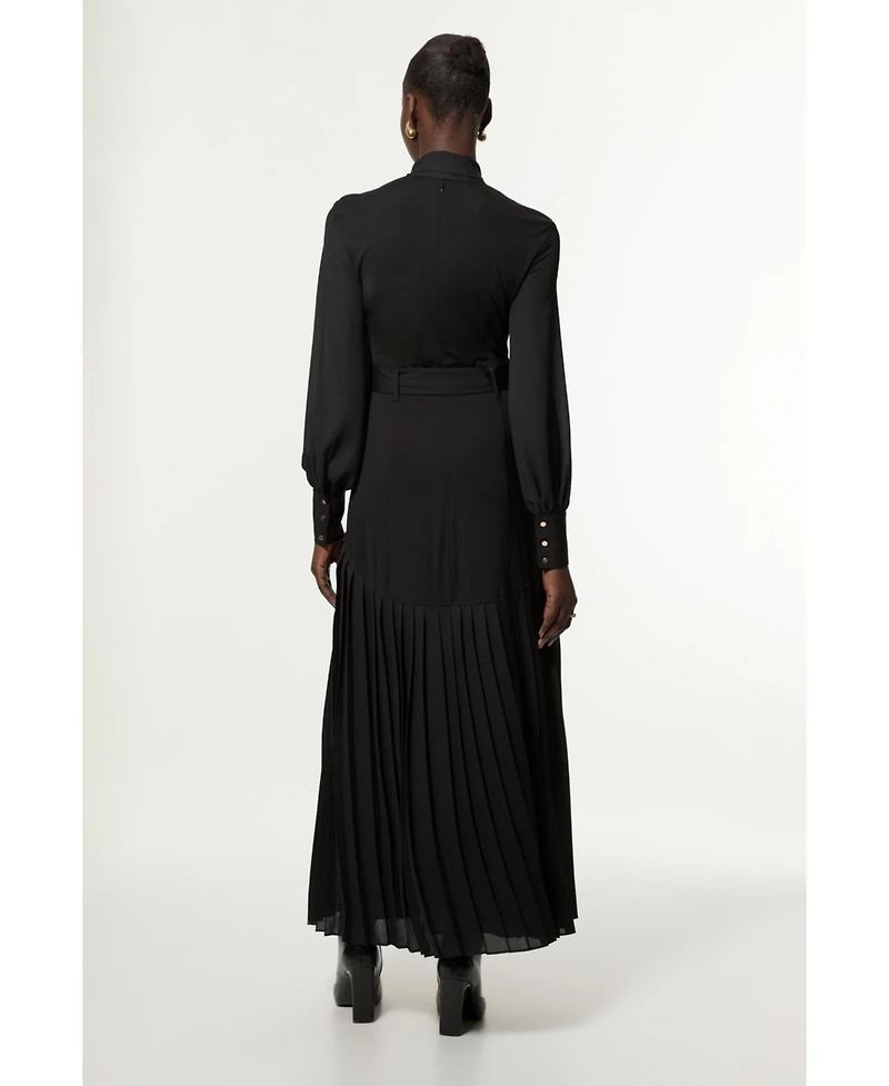 Karen Millen Jersey Ponte Georgette Mix Midi Dress