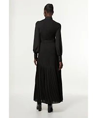 Karen Millen Jersey Ponte Georgette Mix Midi Dress