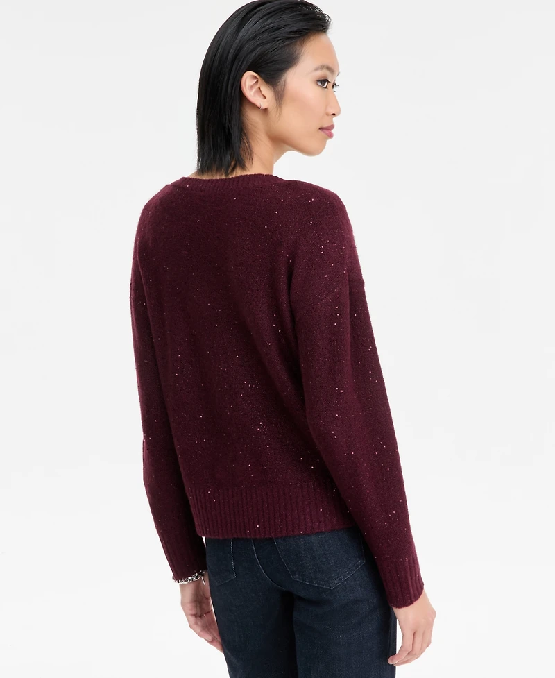 I.n.c. International Concepts Women's Roving Sequin V-Neck Sweater, Macy's Exclusive