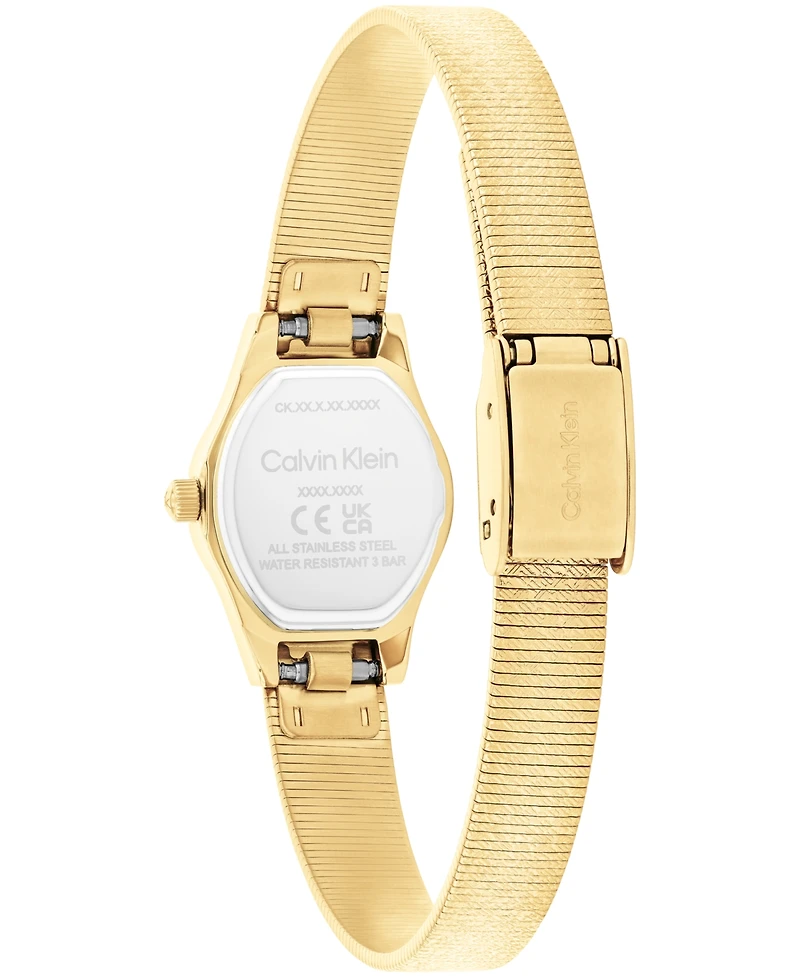 Calvin Klein Women's Contemporary Gold Tone Stainless Steel Mesh Bracelet Watch, 18mm