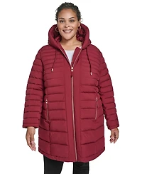 Tommy Hilfiger Plus Hooded Packable Puffer Coat
