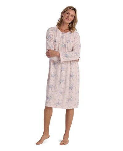 Miss Elaine Women's Printed Long Sleeve Gown